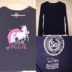 💕very comfortable unicorn pajama top youth 14